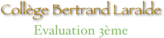 Collège Bertrand Laralde
Evaluation 3ème